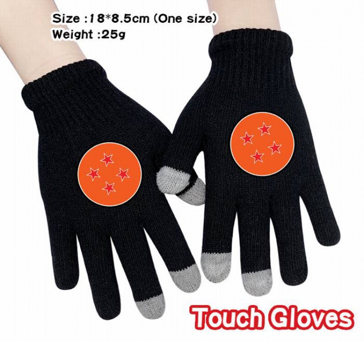 Dragon Ball-10A Black Anime knit full finger touch screen gloves