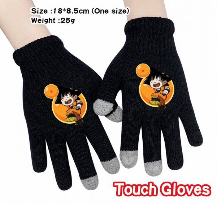 Dragon Ball-15A Black Anime knit full finger touch screen gloves