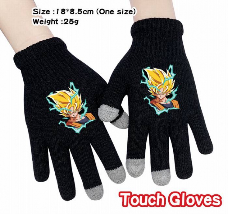 Dragon Ball-25A Black Anime knit full finger touch screen gloves