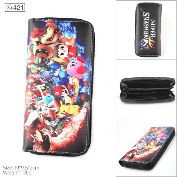 Nintendo  Full Color PU twill two-fold zipper long wallet-Pull 421