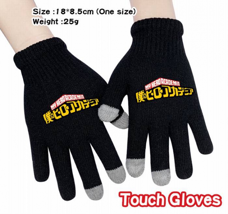 My Hero Academia-11A Black Anime knit full finger touch screen gloves