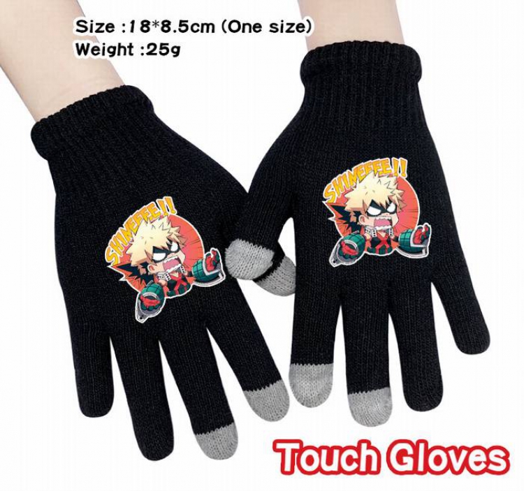 My Hero Academia-25A Black Anime knit full finger touch screen gloves