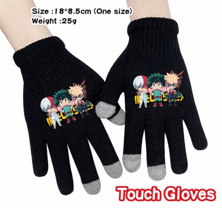 My Hero Academia-9A Black Anime knit full finger touch screen gloves