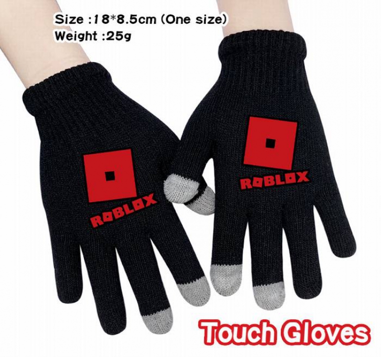 Roblox-1A Black Anime knit full finger touch screen gloves
