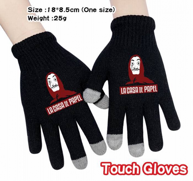 La casa de papel-4A Black Anime knit full finger touch screen gloves