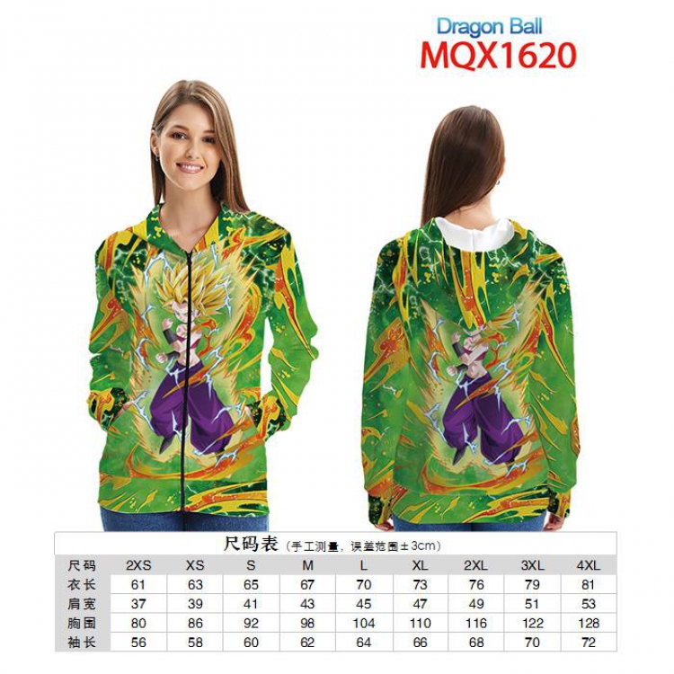 Dragon Ball Full color zipper hooded Patch pocket Coat Hoodie 9 sizes from XXS to 4XL MQX 1620