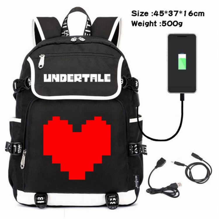 Undertable-039 Anime 600D waterproof canvas backpack USB charging data line backpack