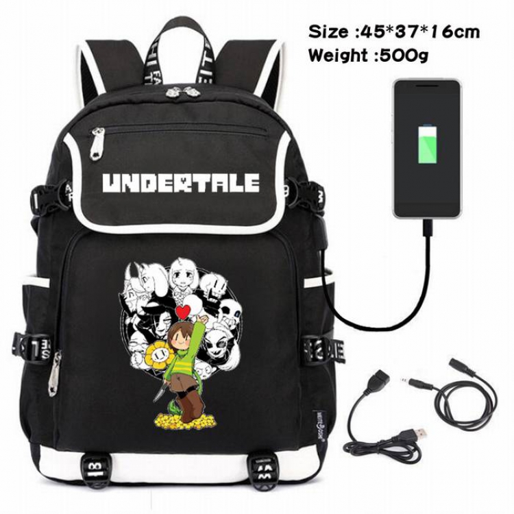 Undertable-047 Anime 600D waterproof canvas backpack USB charging data line backpack
