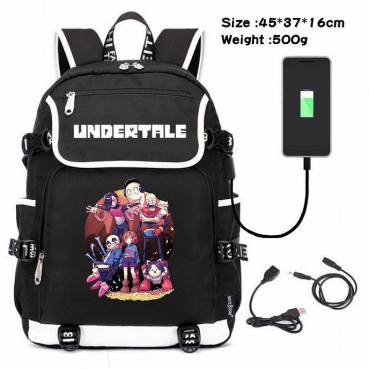 Undertable-052 Anime 600D waterproof canvas backpack USB charging data line backpack