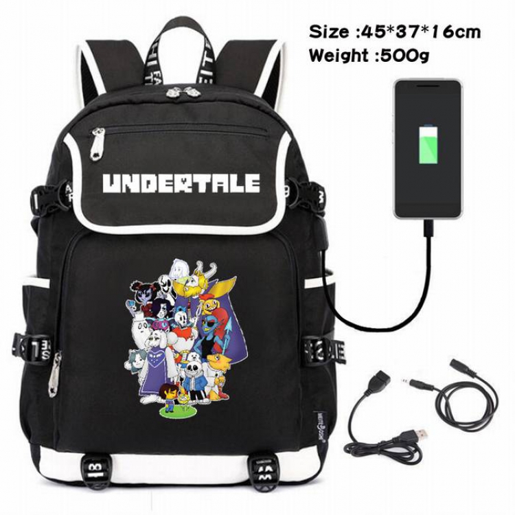 Undertable-050 Anime 600D waterproof canvas backpack USB charging data line backpack