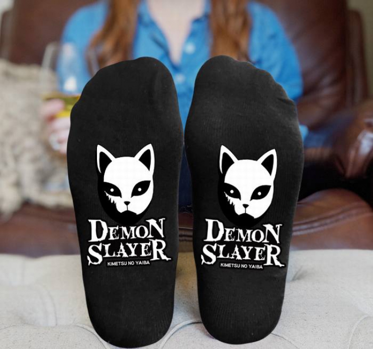 Demon Slayer Kimets-10A Black printed Mid tube socks stockings tube high 15CM 25G