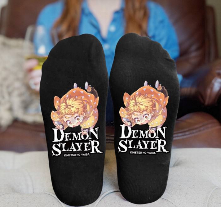 Demon Slayer Kimets-4A Black printed Mid tube socks stockings tube high 15CM 25G