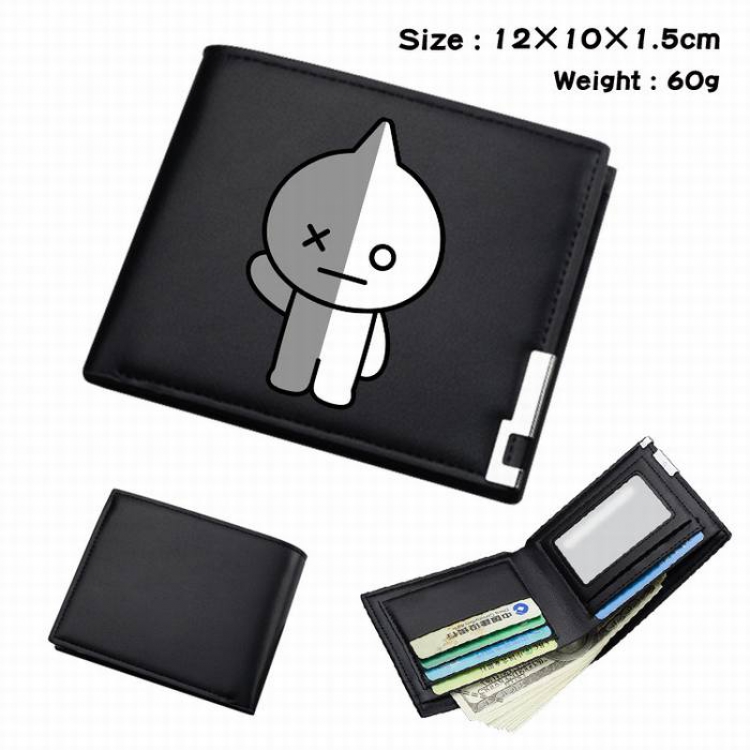 BTS-004 Black Anime Short Folding Leather Wallet 12X10X1.5CM 60G