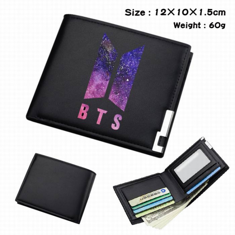 BTS-009 Black Anime Short Folding Leather Wallet 12X10X1.5CM 60G