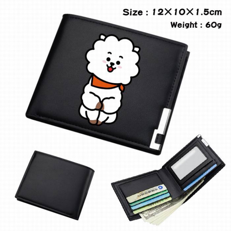 BTS-006 Black Anime Short Folding Leather Wallet 12X10X1.5CM 60G