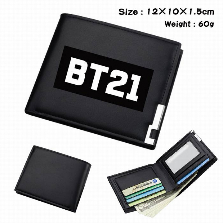 BTS-012 Black Anime Short Folding Leather Wallet 12X10X1.5CM 60G