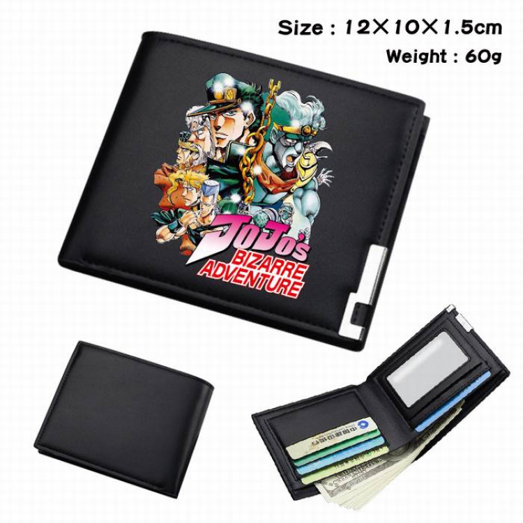 JoJos Bizarre Adventure-038 Black Anime Short Folding Leather Wallet 12X10X1.5CM 60G