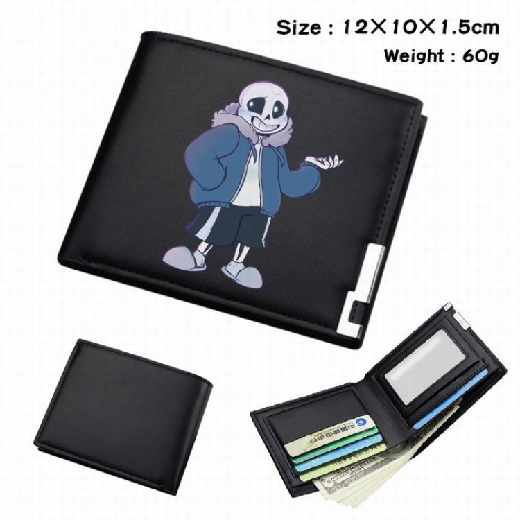Undertale-099 Black Anime Short Folding Leather Wallet 12X10X1.5CM 60G