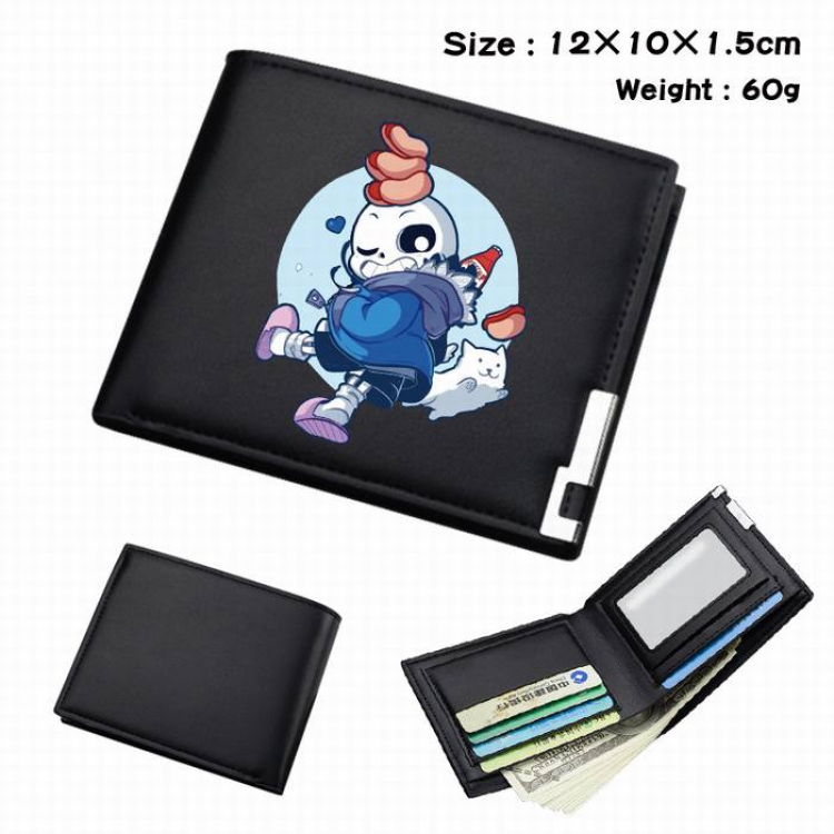 Undertale-100 Black Anime Short Folding Leather Wallet 12X10X1.5CM 60G