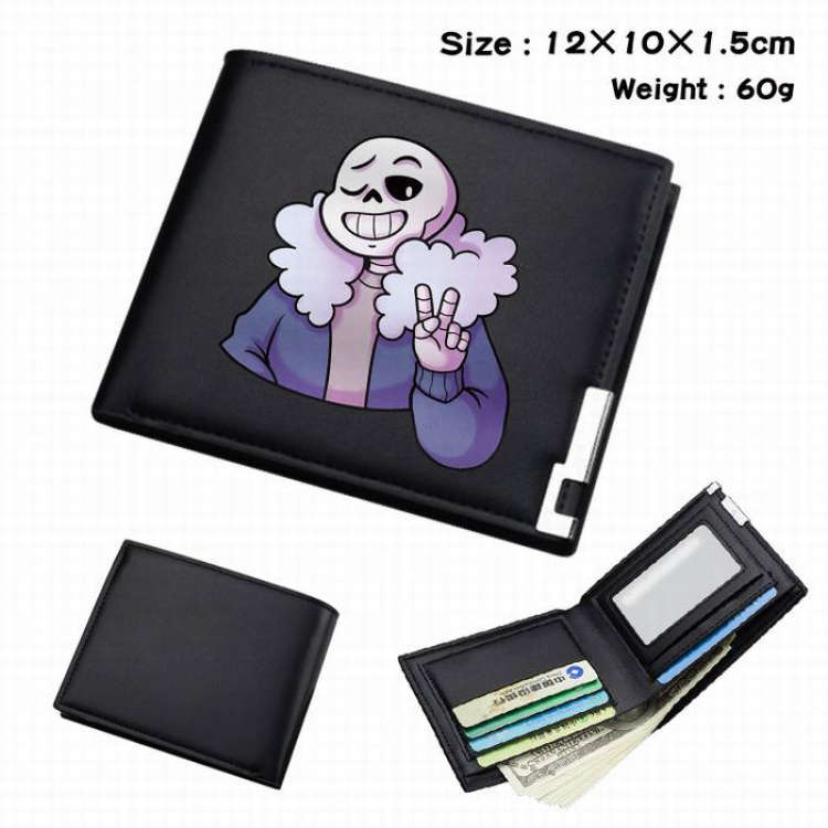Undertale-101 Black Anime Short Folding Leather Wallet 12X10X1.5CM 60G