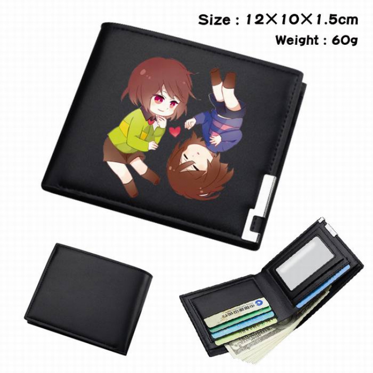 Undertale-106 Black Anime Short Folding Leather Wallet 12X10X1.5CM 60G