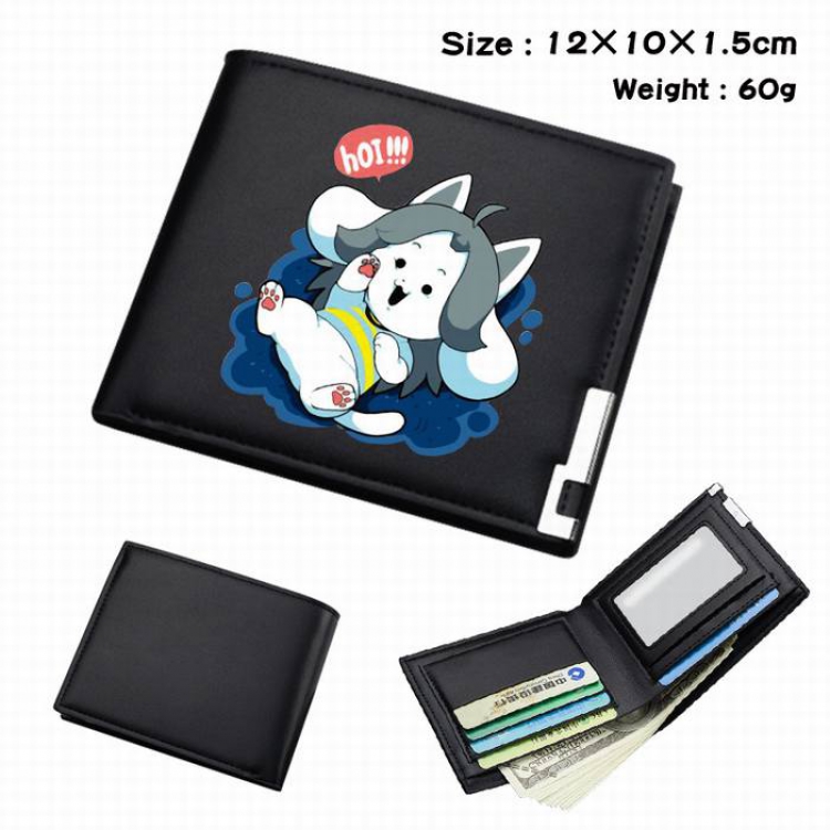 Undertale-108 Black Anime Short Folding Leather Wallet 12X10X1.5CM 60G