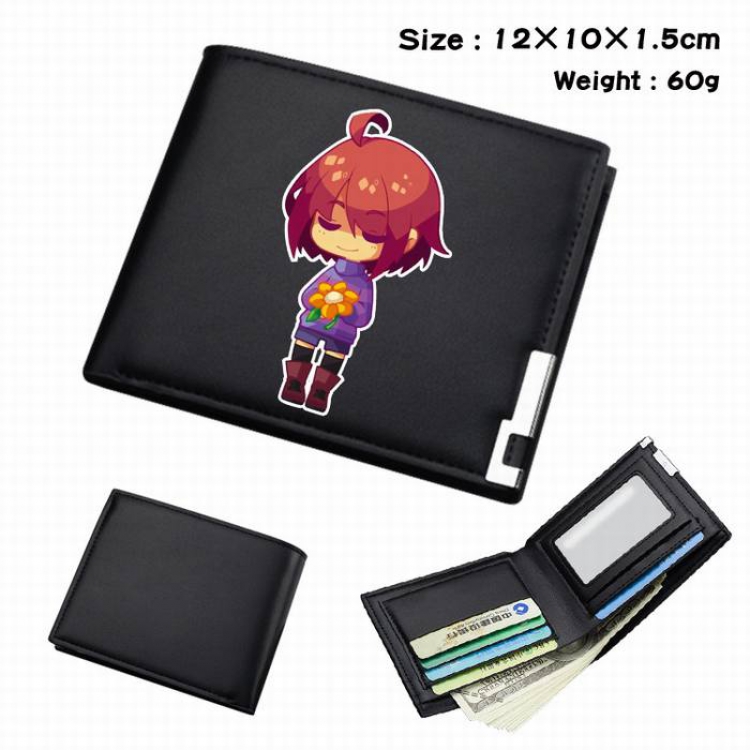 Undertale-109 Black Anime Short Folding Leather Wallet 12X10X1.5CM 60G
