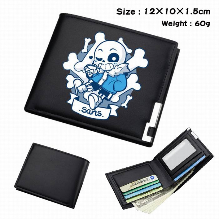 Undertale-105 Black Anime Short Folding Leather Wallet 12X10X1.5CM 60G