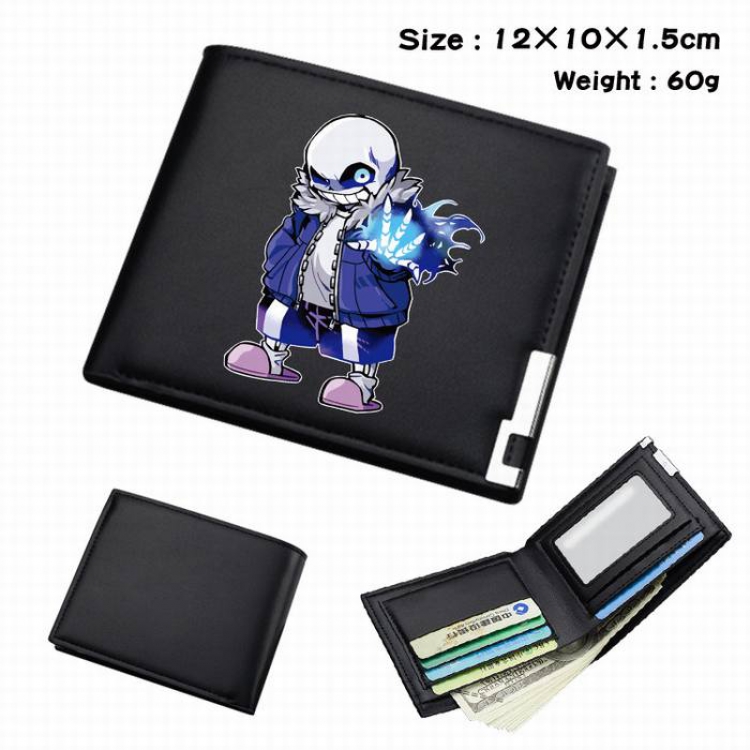 Undertale-112 Black Anime Short Folding Leather Wallet 12X10X1.5CM 60G
