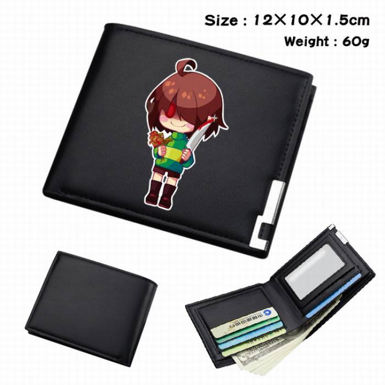 Undertale-110 Black Anime Short Folding Leather Wallet 12X10X1.5CM 60G