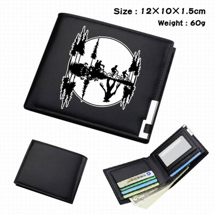 Stranger Things-142 Black Anime Short Folding Leather Wallet 12X10X1.5CM 60G