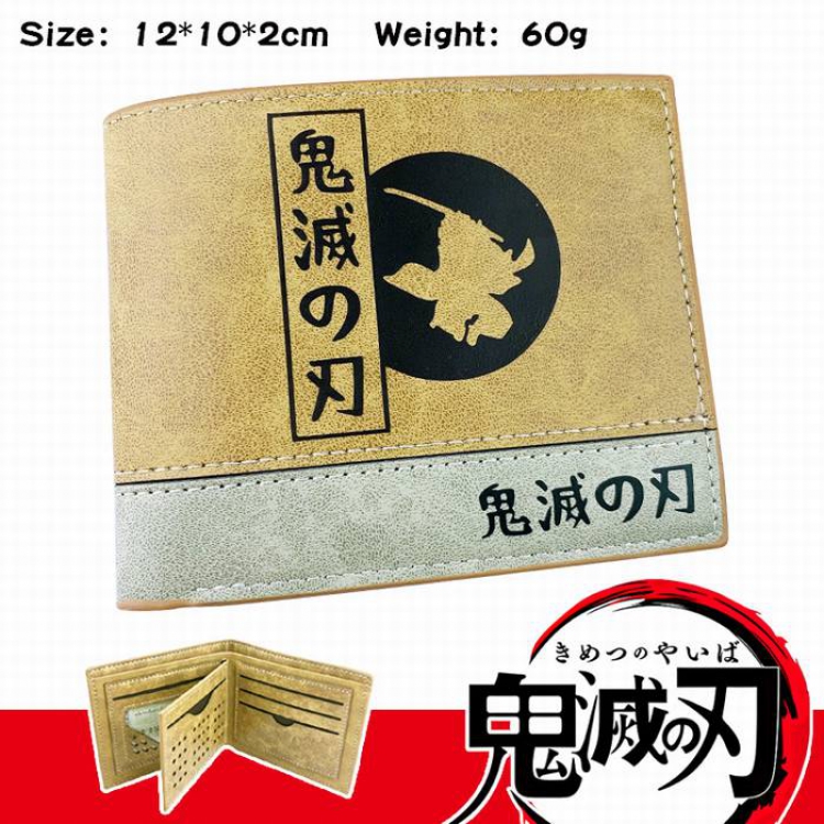 Demon Slayer Kimets-10 Anime high quality PU two fold embossed wallet 12X10X2CM 60G