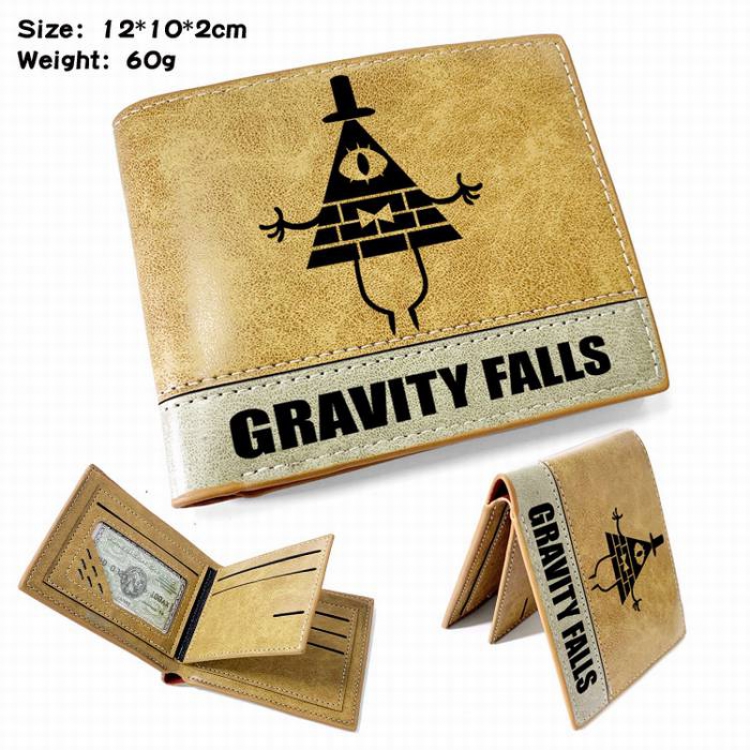 Gravity Falls-5 Anime high quality PU two fold embossed wallet 12X10X2CM 60G