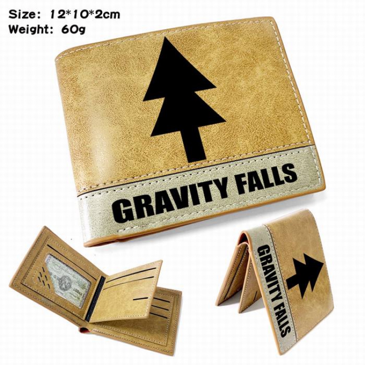 Gravity Falls-3 Anime high quality PU two fold embossed wallet 12X10X2CM 60G