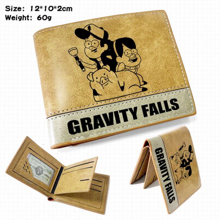 Gravity Falls-6 Anime high quality PU two fold embossed wallet 12X10X2CM 60G
