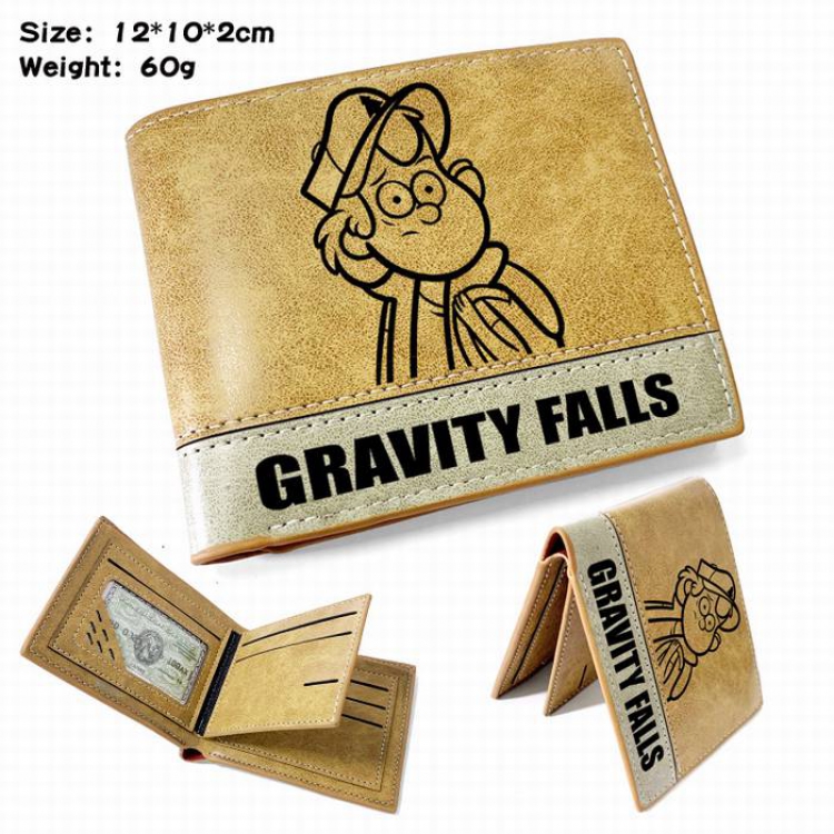 Gravity Falls-7 Anime high quality PU two fold embossed wallet 12X10X2CM 60G