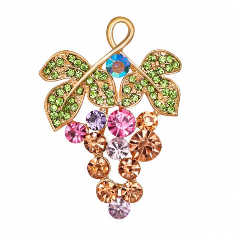 Diamond-studded grape Badge badge brooch 3.6X5.1CM 17G price for 5 pcs
