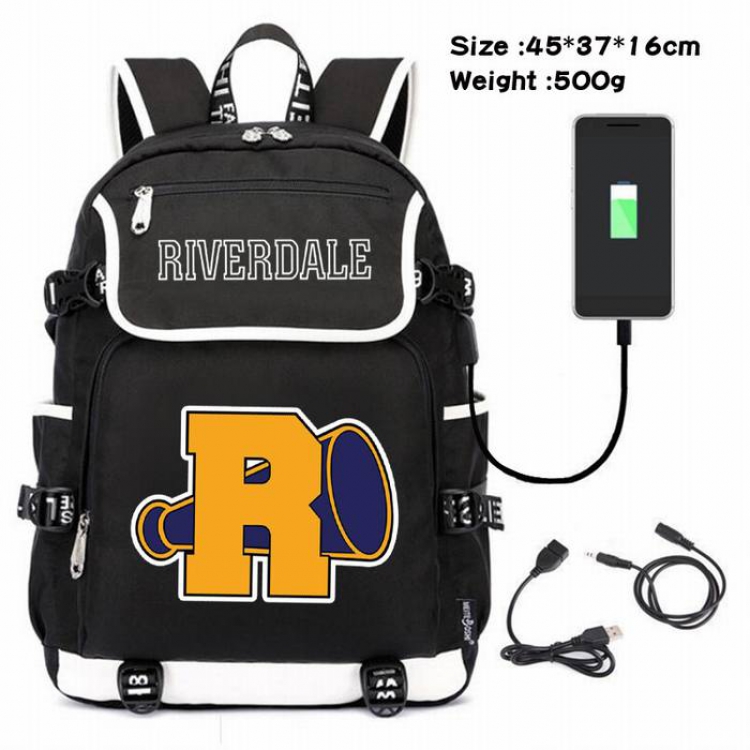 Riverdale-128 Anime 600D waterproof canvas backpack USB charging data line backpack