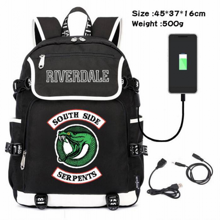 Riverdale-132 Anime 600D waterproof canvas backpack USB charging data line backpack