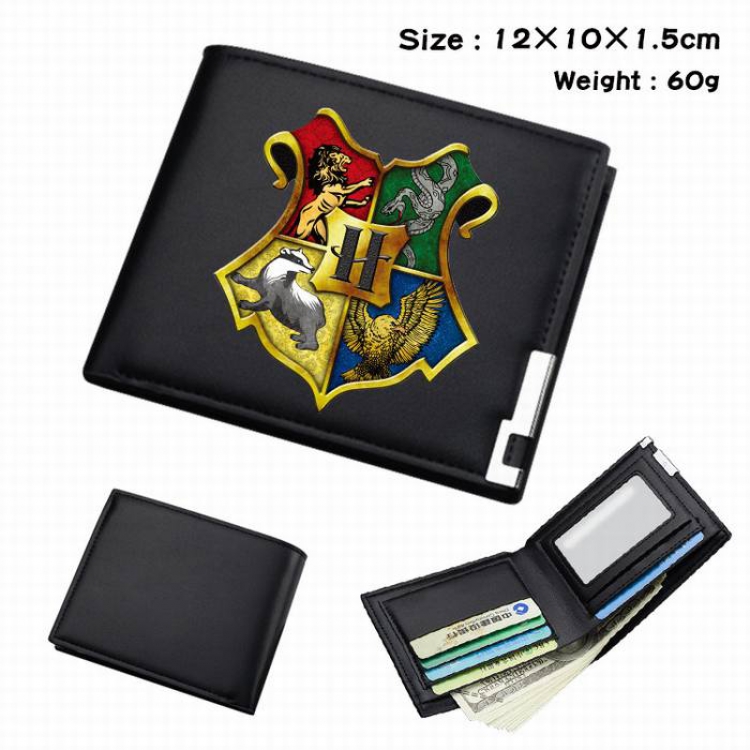 Harry Potter-168 Black Anime Short Folding Leather Wallet 12X10X1.5CM 60G