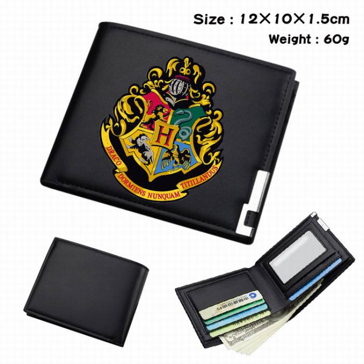 Harry Potter-169 Black Anime Short Folding Leather Wallet 12X10X1.5CM 60G