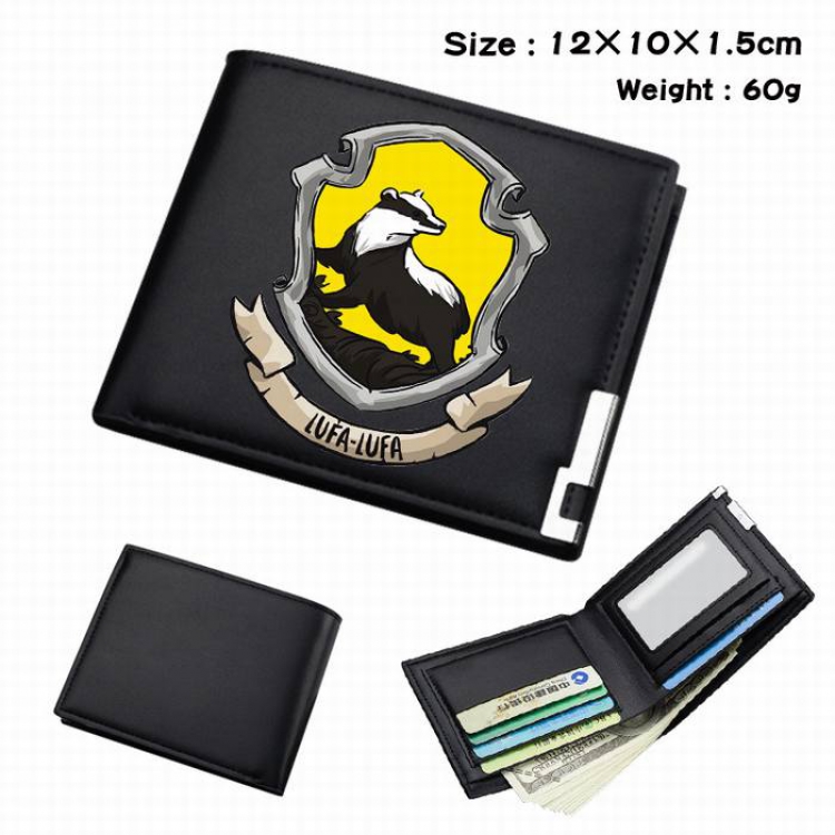 Harry Potter-173 Black Anime Short Folding Leather Wallet 12X10X1.5CM 60G