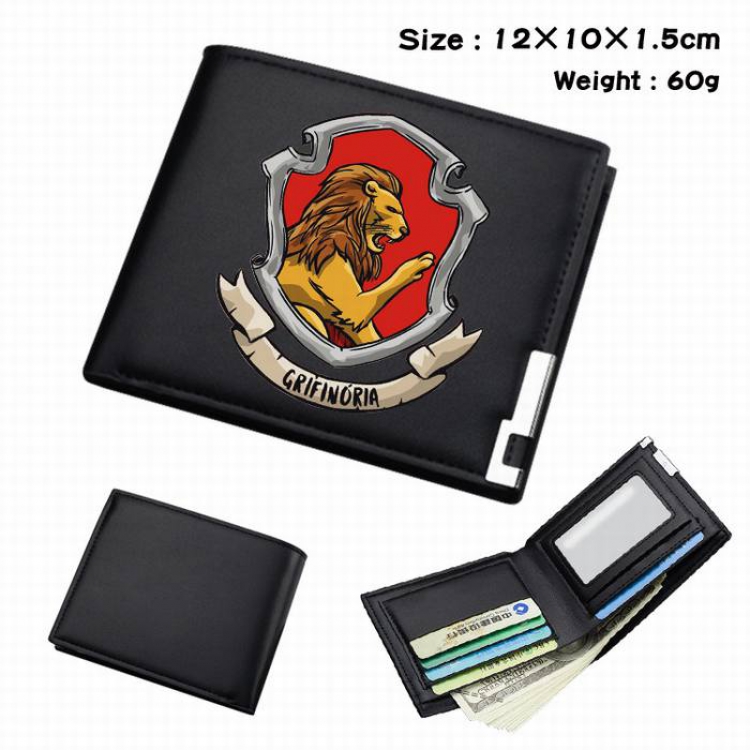 Harry Potter-172 Black Anime Short Folding Leather Wallet 12X10X1.5CM 60G