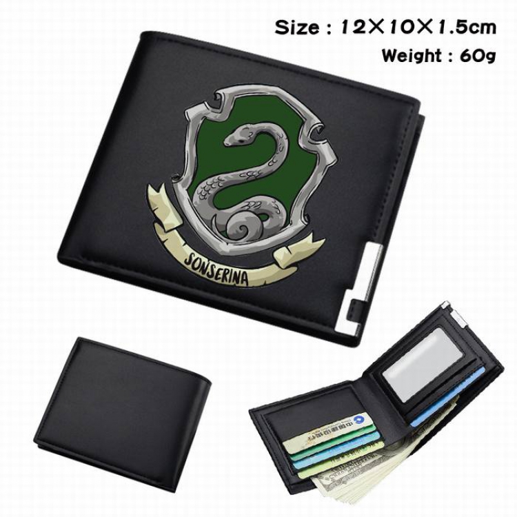 Harry Potter-174 Black Anime Short Folding Leather Wallet 12X10X1.5CM 60G