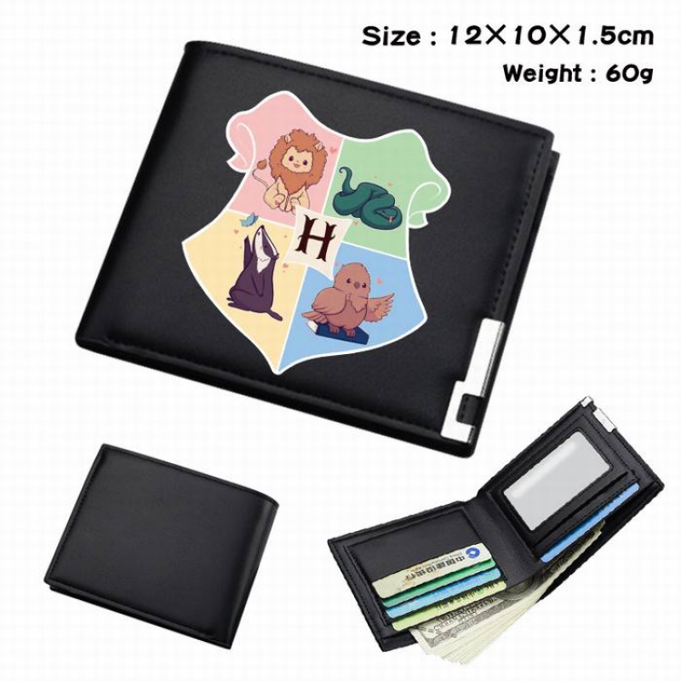 Harry Potter-181 Black Anime Short Folding Leather Wallet 12X10X1.5CM 60G