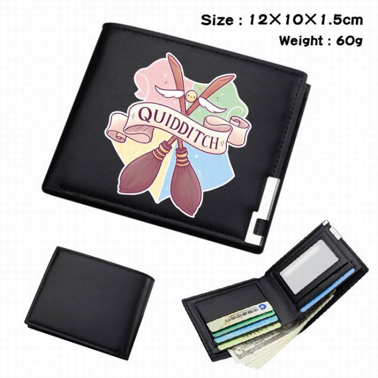 Harry Potter-180 Black Anime Short Folding Leather Wallet 12X10X1.5CM 60G