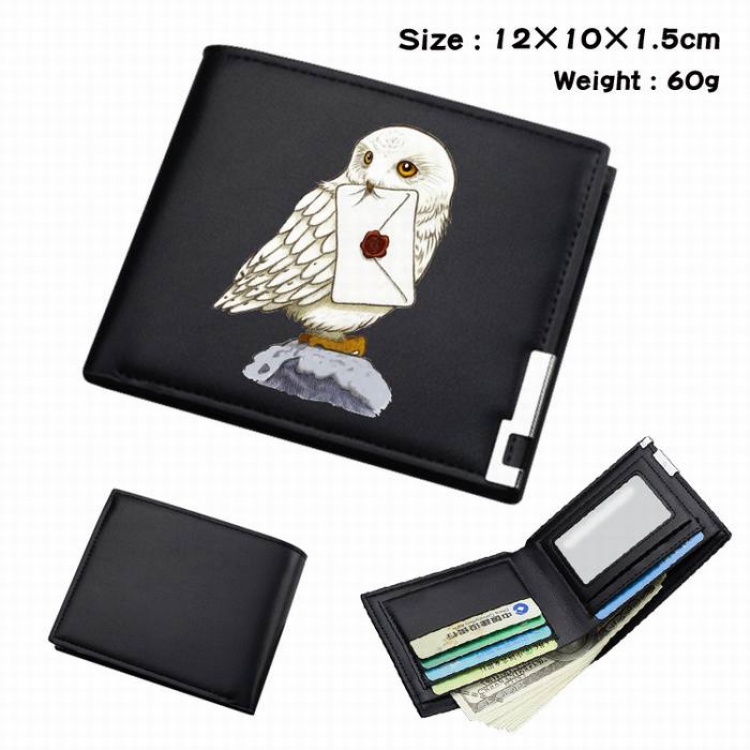 Harry Potter-179 Black Anime Short Folding Leather Wallet 12X10X1.5CM 60G