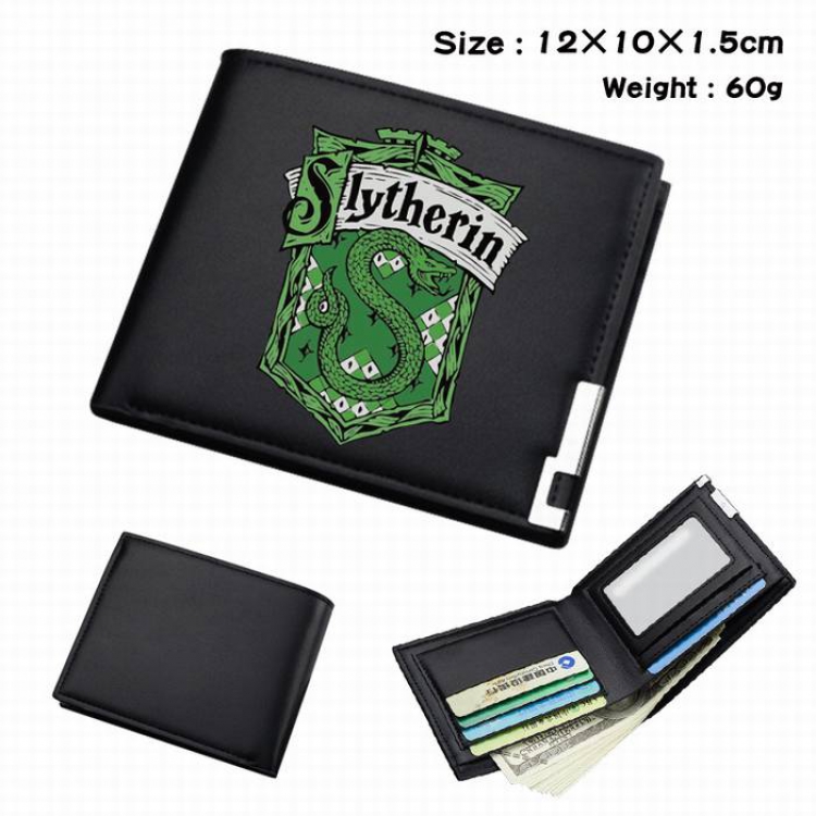 Harry Potter-185 Black Anime Short Folding Leather Wallet 12X10X1.5CM 60G