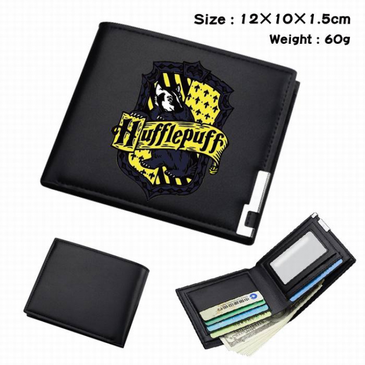 Harry Potter-183 Black Anime Short Folding Leather Wallet 12X10X1.5CM 60G