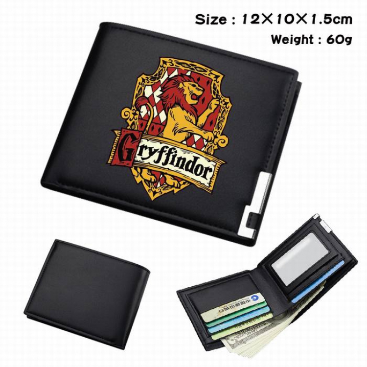 Harry Potter-184 Black Anime Short Folding Leather Wallet 12X10X1.5CM 60G